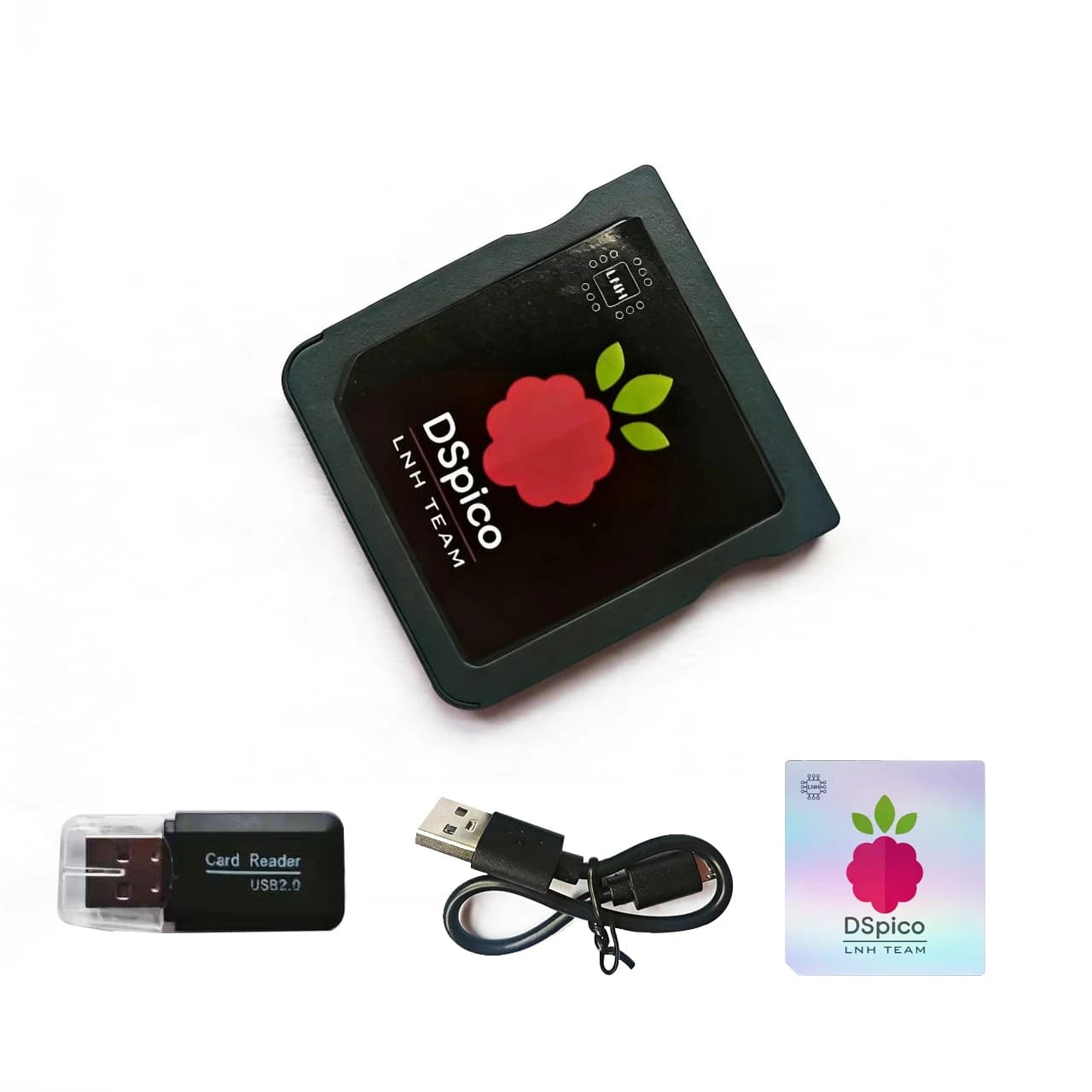 Lettore di Giochi DSpico Aggiornato con Custodia Nera Stampata a Iniezione e MCU RP2040 per Console NDS NDSL DSi 3DS