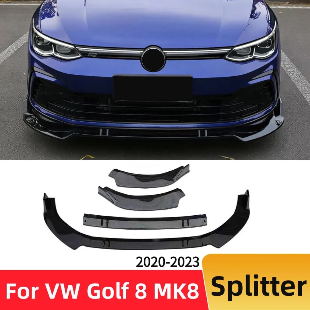 For VW Golf 8 MK8 2020-2023 Front Protector Splitter Bumper Lip Spoiler Chin Decoration Trim Glossy Black Tuning Car Accessories