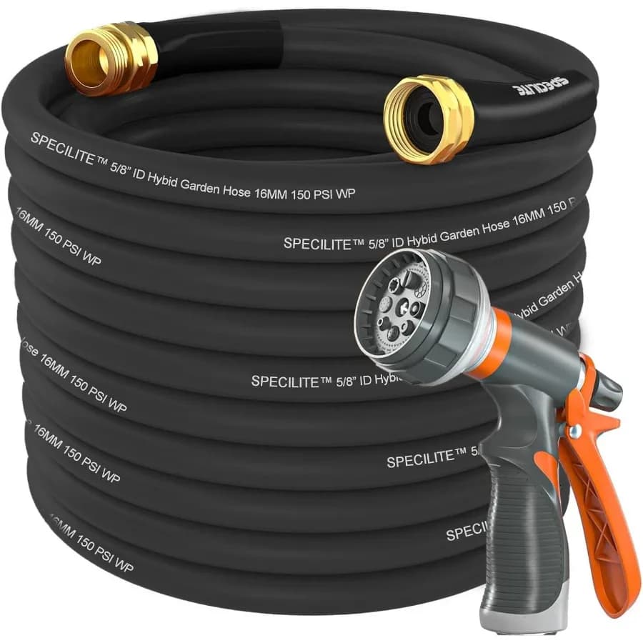 Flexible and lightweight garden water pipe 100 feet x 5 8 inches with burst resistance up to 600 shock resistant hybrid psi