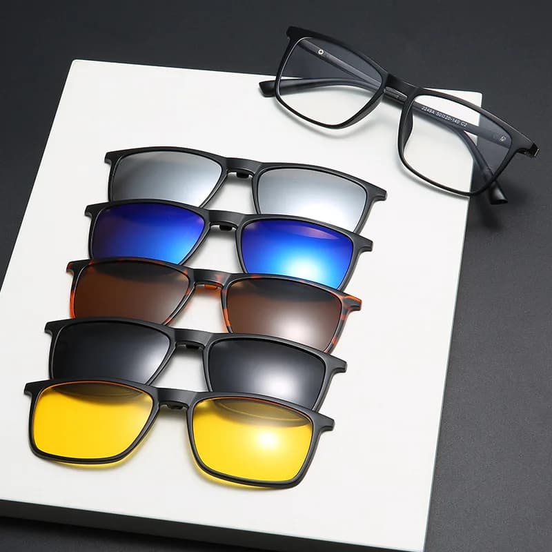 VCKA 6 In 1 occhiali da sole quadrati polarizzati uomo donna Clip magnetica su occhiali miopia lettura montature per occhiali da vista ottici