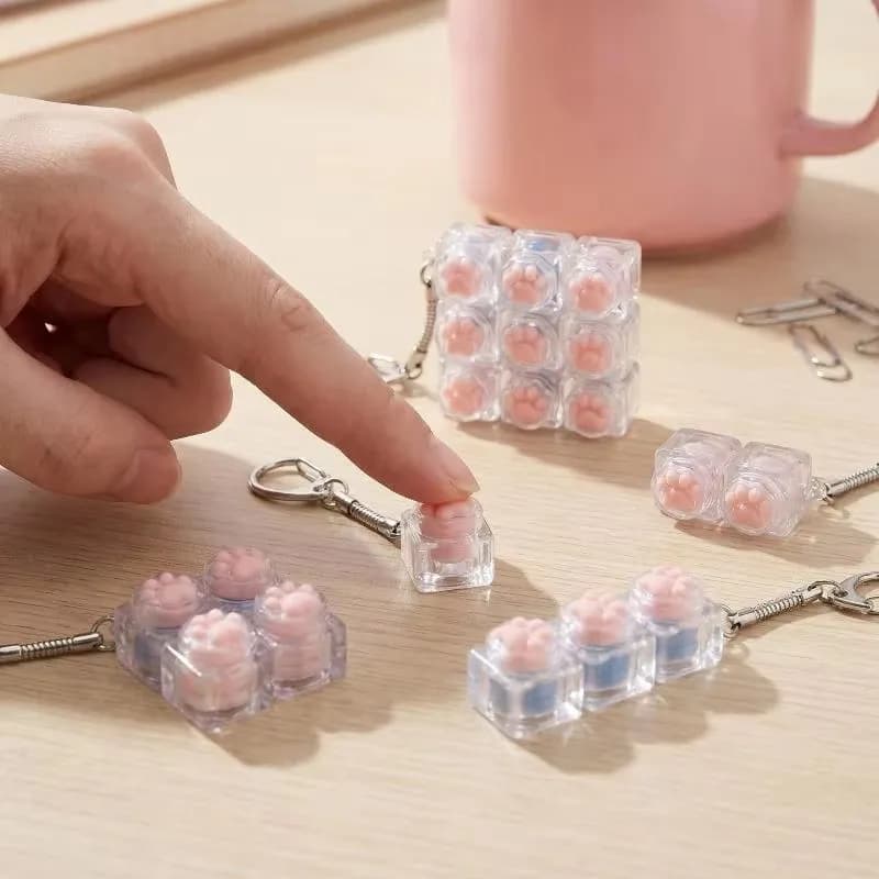 Fingertip Decompression Toy Keys Silicone Soft Cat Paws Keychain Key Ring Mobile phone Pendant Accessories Keyboard Tapping