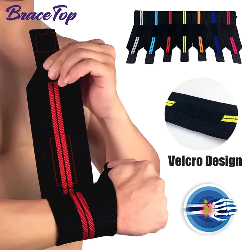 BraceTop 1 PC polsino per sollevamento pesi elastico traspirante avvolge il polso fasciatura palestra Fitness Powerlifting cinturino per supporto da polso