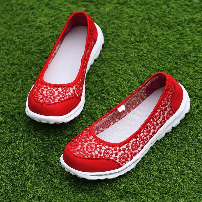 Scarpe casual da donna in rete traspirante: scarpe basse leggere e comode, scarpe da ballo da donna con barca a bocca bassa in garza