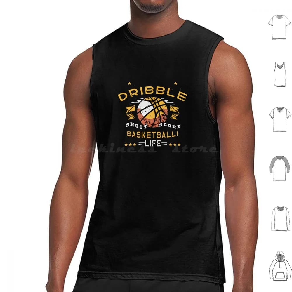 Dribble Shoot Score Basket Life-Basket Canotte Canottiera Senza maniche Sport Atletica Basket per tifosi