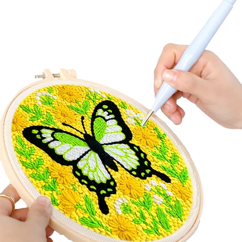 GATYZTORY punch embroidery needle butterfly Cross stitch kit Handwork 20x20cm embroidery hoop Knit Diy Easy Set Home Decoration
