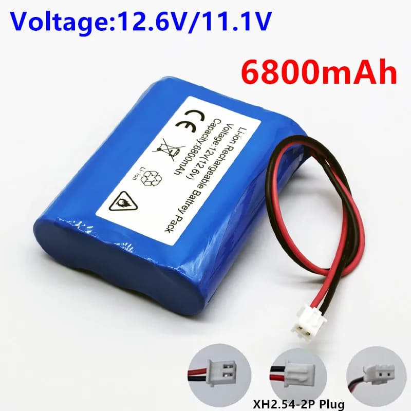 Lithium-ion rechargeable battery 18650 11,1 V/12,6 V 6800 mAh 3S1P with PCB and connector