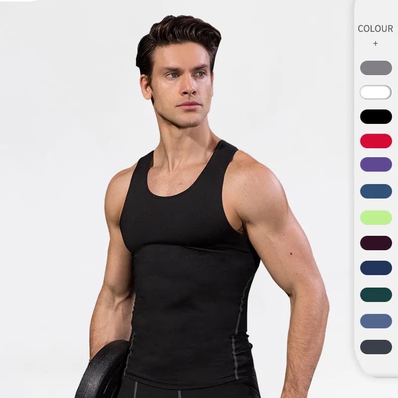 Gilet attillato da allenamento sportivo PRO da uomo Basket Fitness Corsa Gilet ad asciugatura rapida T-shirt senza maniche elastica