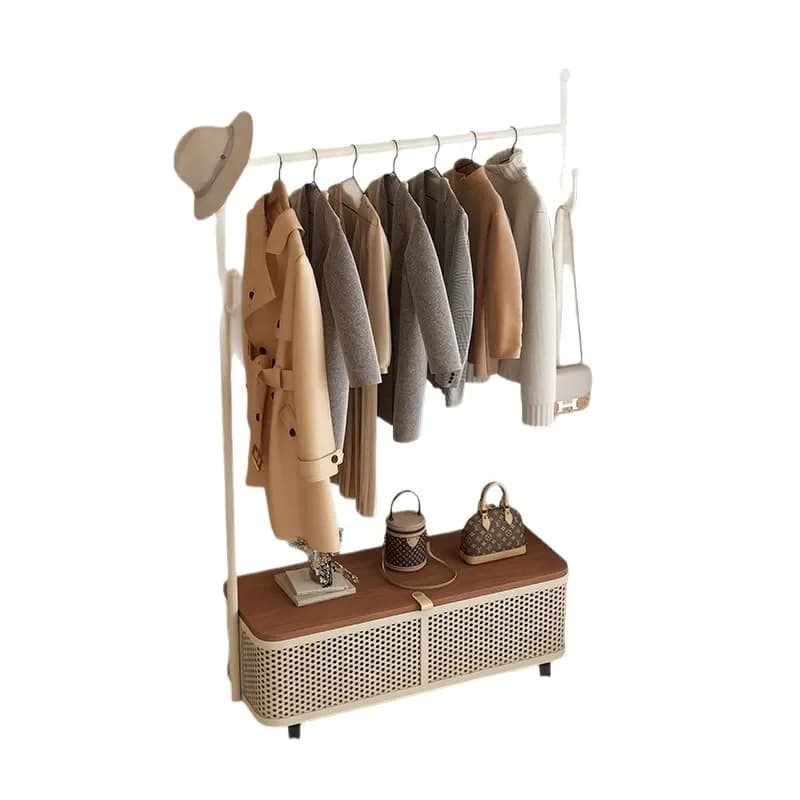 Adjustable Floor Standing Coat Rack Portable Garment Hanger for Bedroom Living Room Clothes Storage Organizer