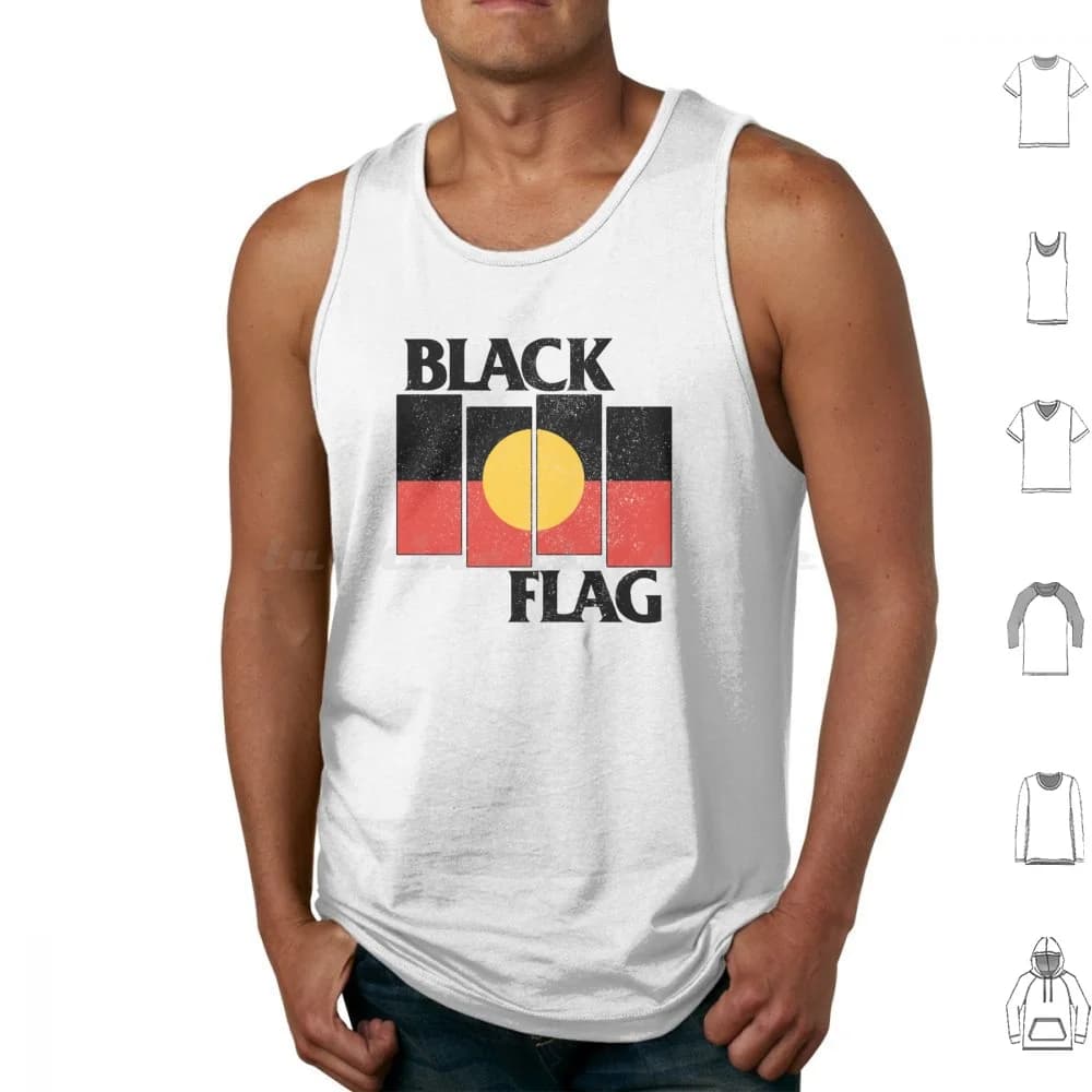 Bandiera nera indigena [aspetto bianco indossato] Canotte Canottiere senza maniche Black Lives Matter Australia Cultura indigena australiana