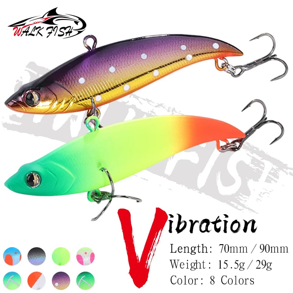 WALK FISH VIB Sinking Spinning Rattlin Fishing Lure 70mm 90mm Wobbler per luccio Ice Balance Winter VIB Swimbait attrezzatura da pesca
