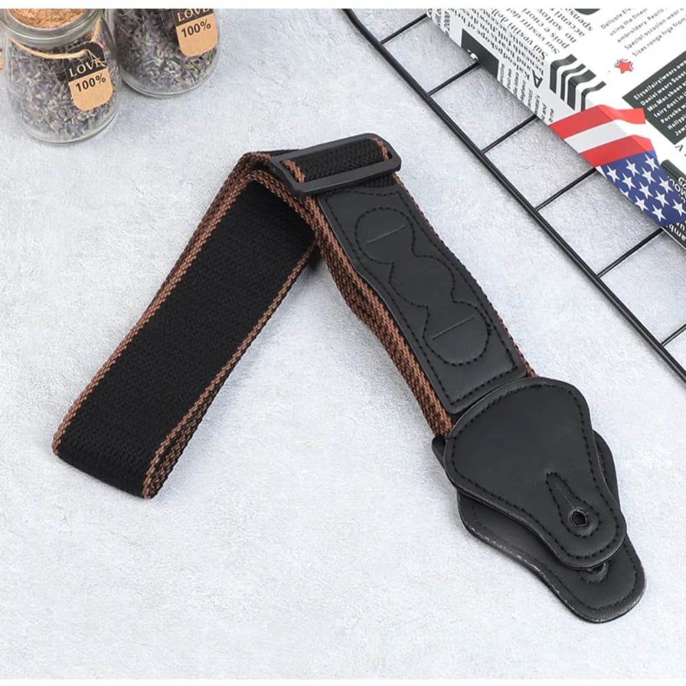 with Guitar Pick Bag Folk Electric Guitar Strap Adjustable Brown/black Bass Ukulele Belt Leather Universal