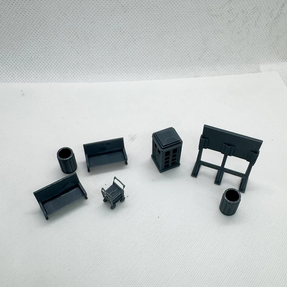 Set di accessori per stazione ferroviaria Panca per cabina telefonica Bilancia per bagagli LYTS072 1/220 1/48 1/64 1/72 1/87 1/144 1/160 Scene in scala Z