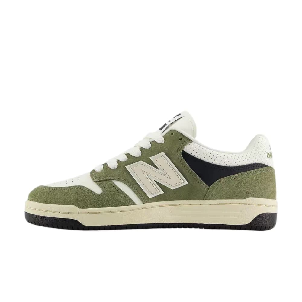 New Balance NB480 Unisex Low-Top Sneakers – White/Green, Soft Cushioning, Non-Slip, Shock-Absorbing & Comfortable BB480PEO