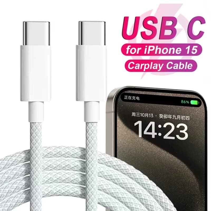 Cavo USB C PD 60W per iPhone 16 15 Plus Pro Max Xiaomi Cavo di tipo C per MacBook iPad Cavo di ricarica rapido Linea dati di tipo C