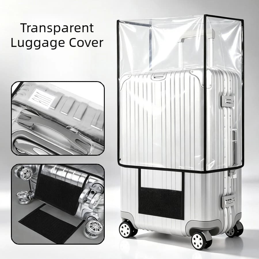 Transparent PVC Luggage Cover for Travel Checked Baggage Waterproof Wear-Resistant Dust-Proof for Rolling Suitcases
