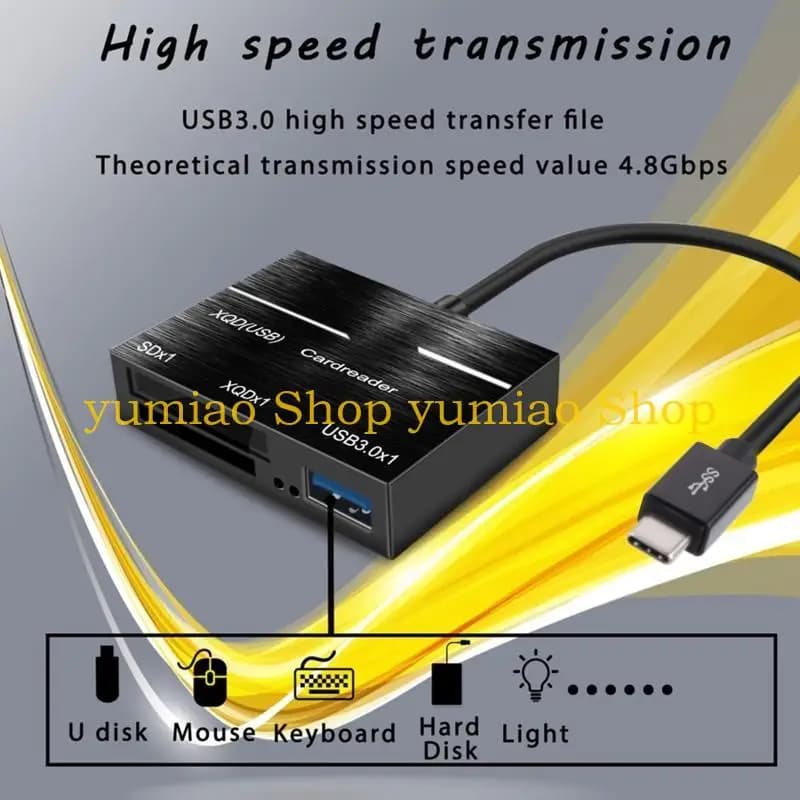 Lettore schede XQD per fotocamera 587B Connettore per lettore schede memoria hub USB Nero veloce