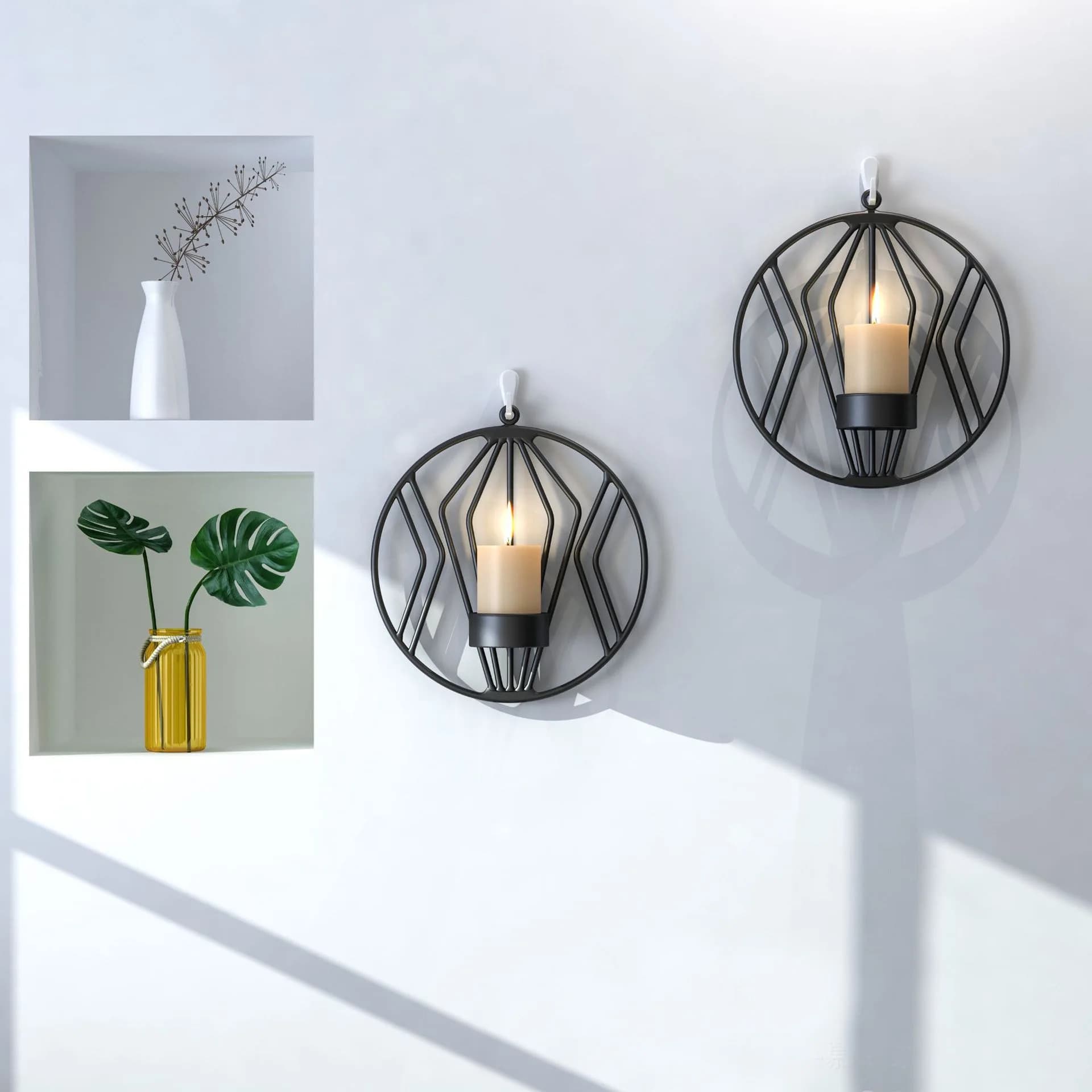 Wall Hanging Modern Metal Candle Wall Decor Living Room Party Decoration Wall Hanging Geometric Wall Hanging Wallet Crafts Home Decoration