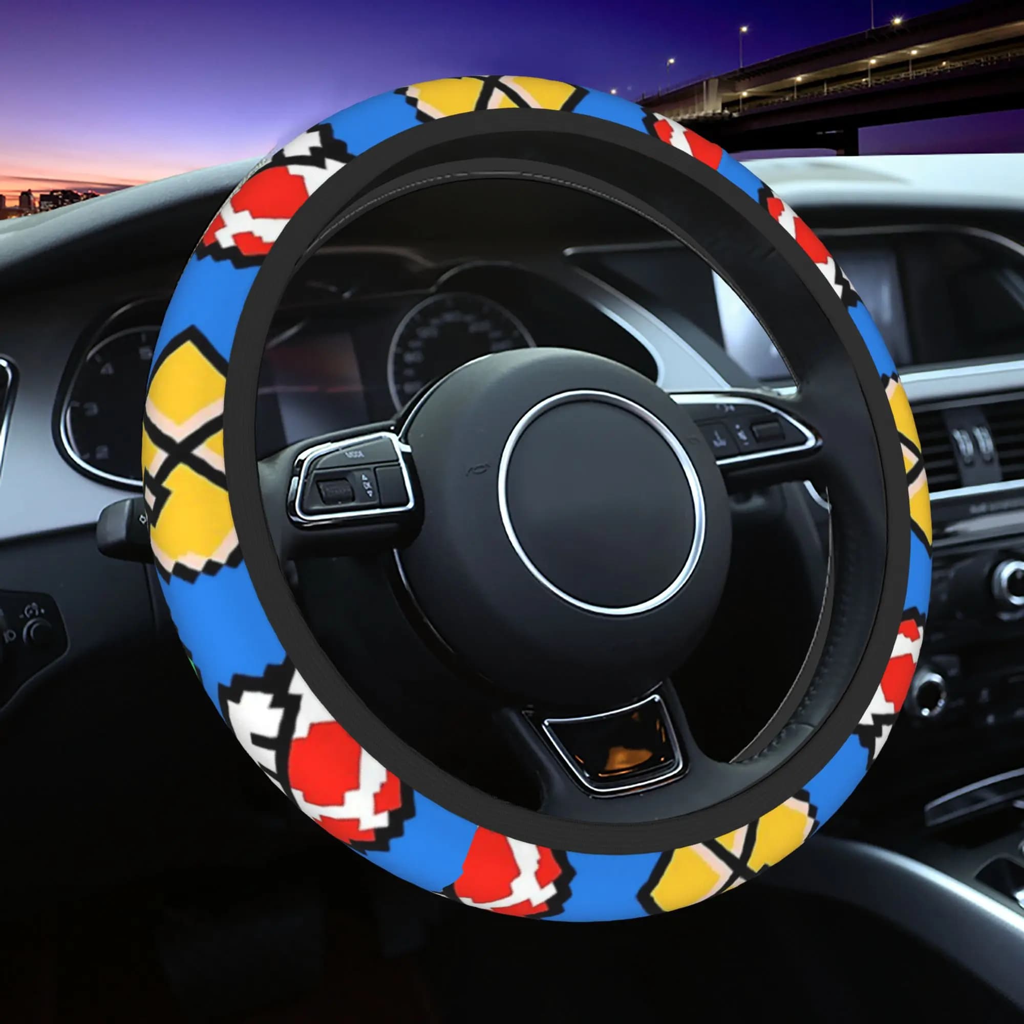 Coprivolante Vintage per Videogiochi 38cm Antiscivolo, Copertura Protettiva per Volante a Forma di Fungo Super Mario, Accessori Auto