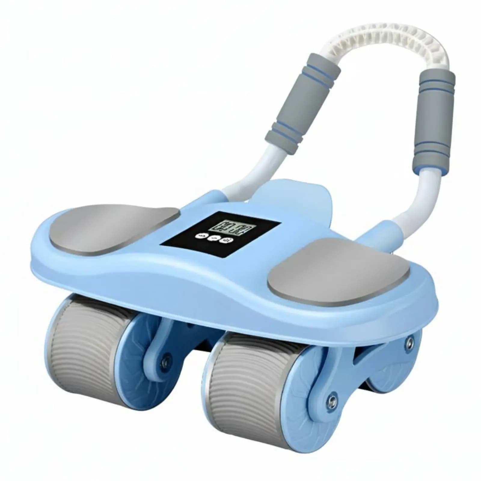 Ab Wheel, Four-Wheel Design with Elbow Support, Smart Timer, Auto Recoil, Mobile Phone Holder, Plank Exercise Equipment
