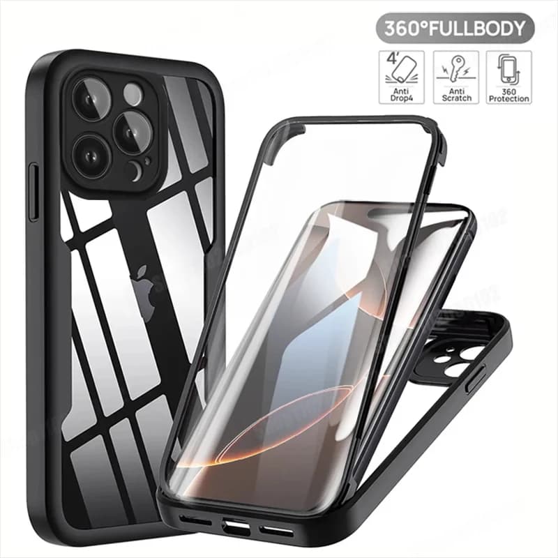 Custodia a copertura totale 360 per iPhone 17 Pro Max 16Plus 16E Funda per iPhone 16 15 Pro 17Air 15Plus Protezione schermo Copertura del telefono