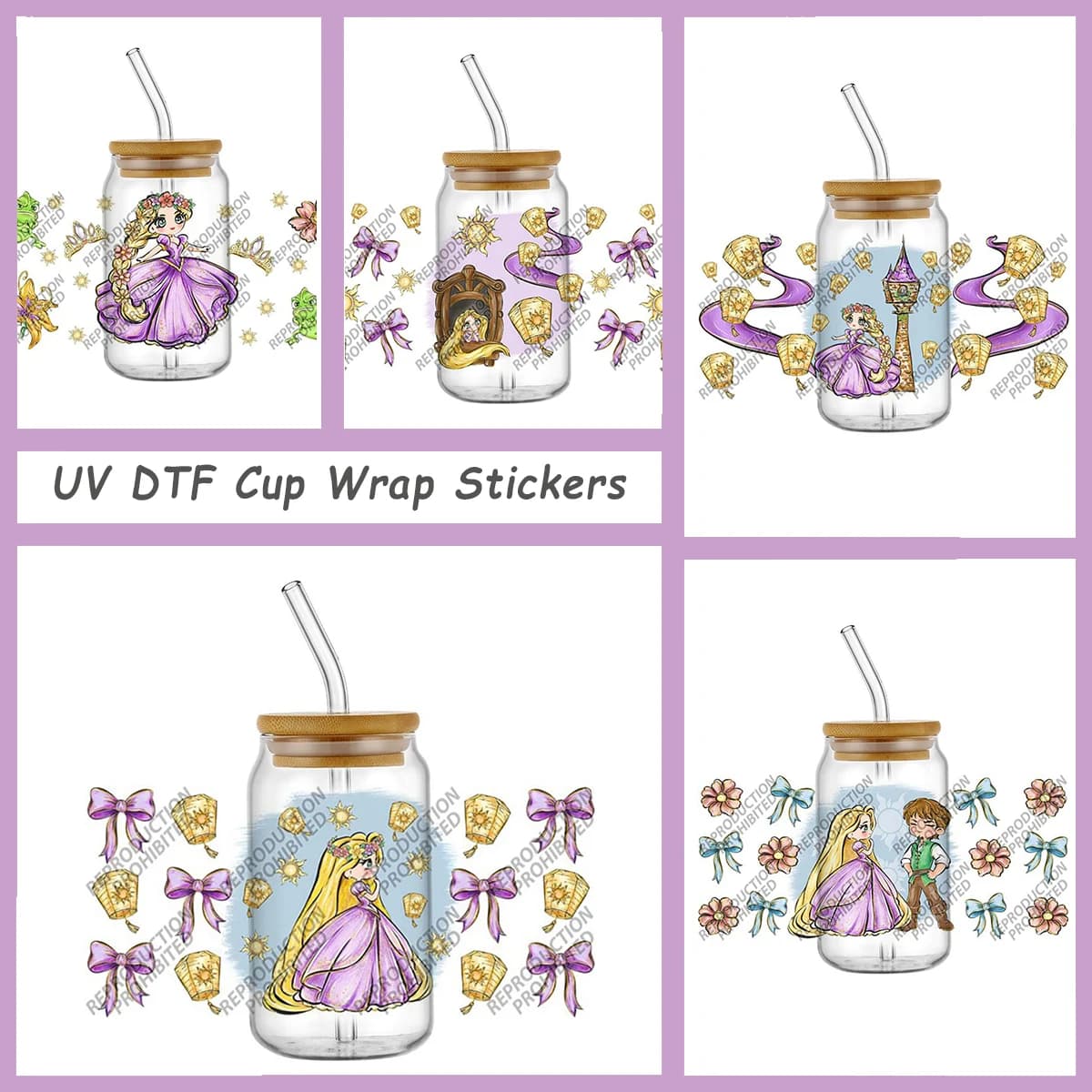 DTF UV Stickers for Glasses with Motive Girl with Lettuce and Golden Sunflower, Resistant and Waterproof for Water Bottles and Glasses
