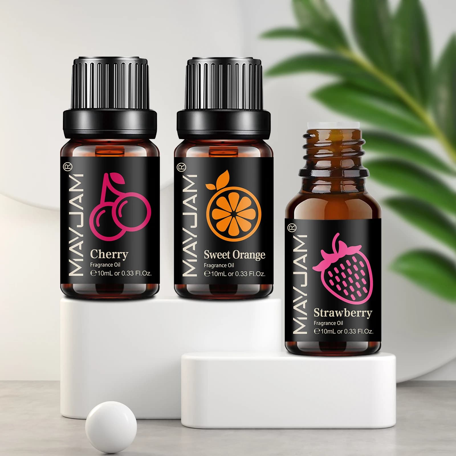 MAYJAM Vendita Calda Olio Essenziale Fragola Arancia Dolce Ciliegia 3 Bottiglie di Oli di Aroma di Frutta Per Umidificatore Diffusore