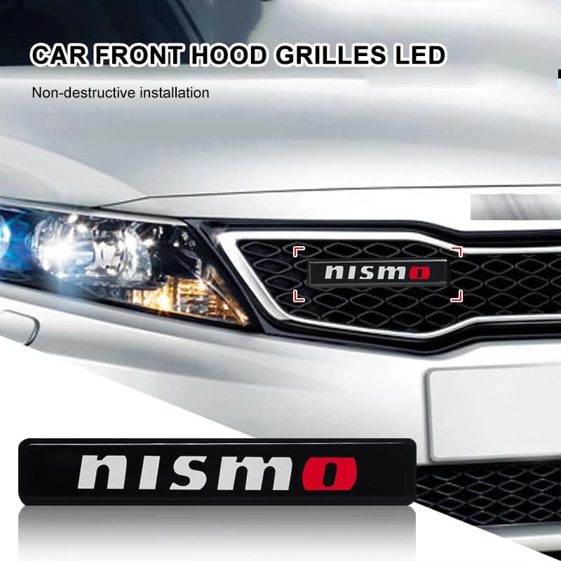 Car Front Hood Grille Emblem LED Light Grill Decorative Light For Nissan Tiida Sylphy Teana X Trail T30 T32 Almera Qashqai J10