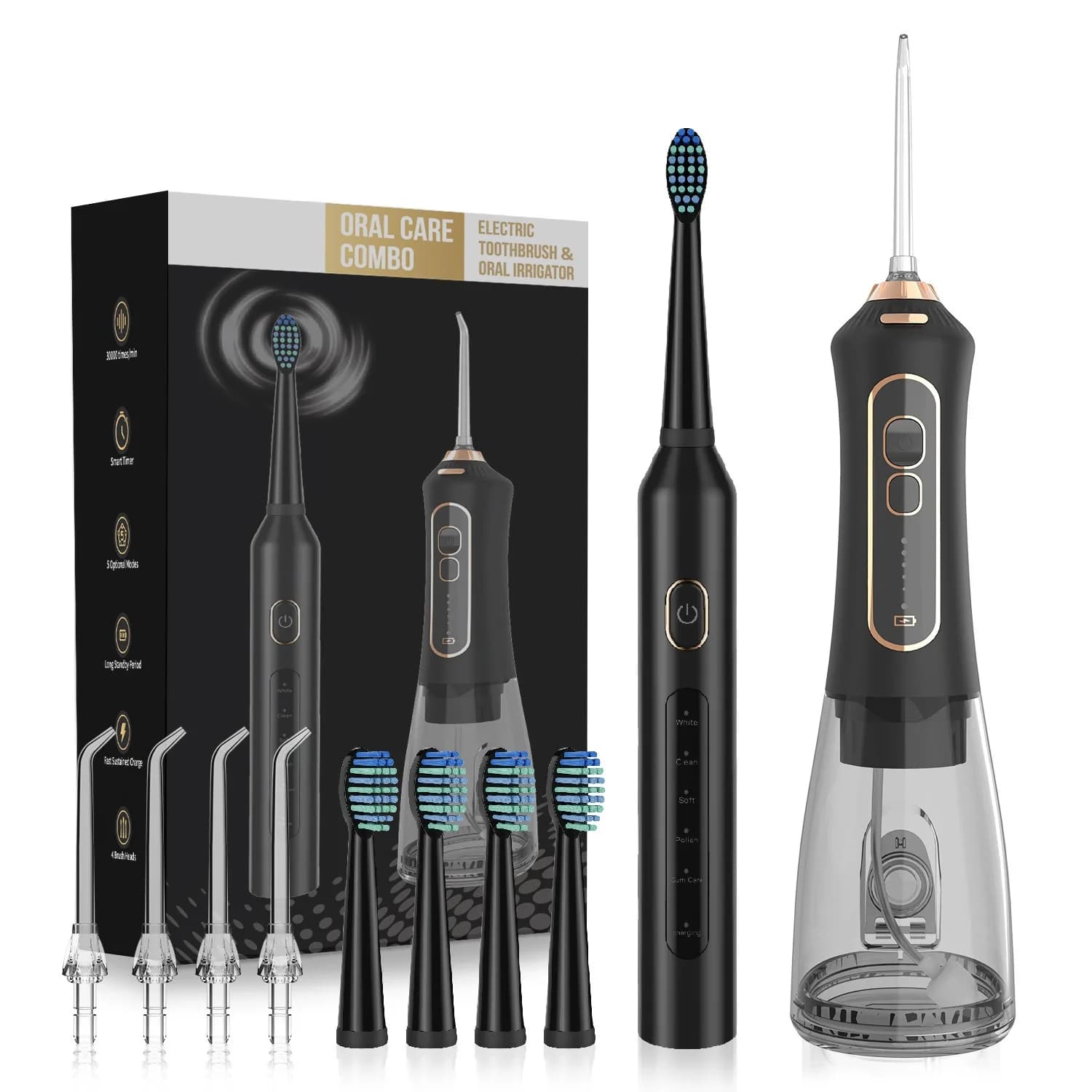 2 in 1 Portable Intelligent Electric Toothbrush Set 300ml Combo Outdoor Dental Cleaning