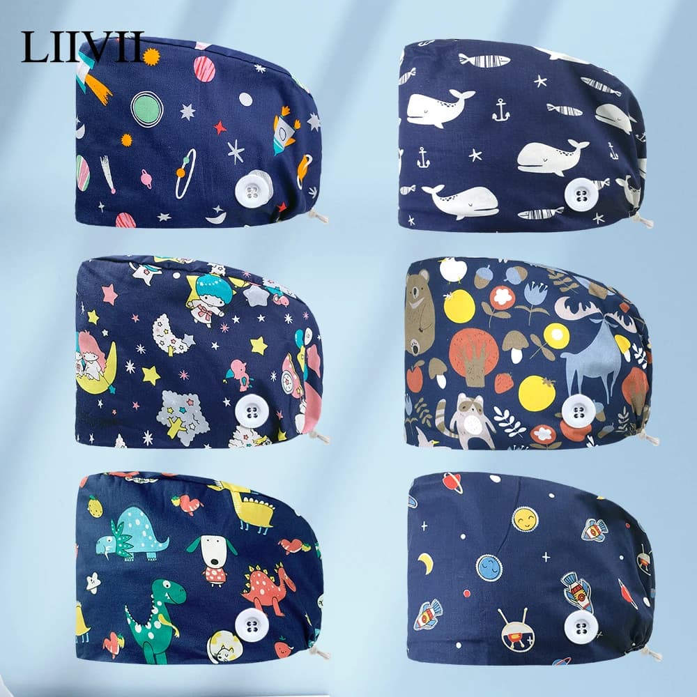 Unisex cotton beanie lab spa work dustproof cap scrubs caps hat women men caps Health service work cap operator hats nursing cap