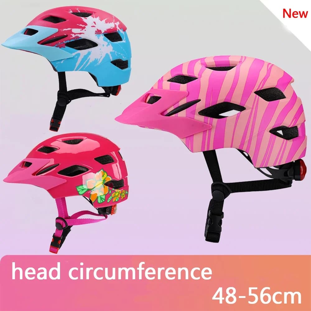 New fashionable children's cycling helmet Kids sports safety bicycle helmet Bicycle helmet for scooters with rear lights 48-56 cm