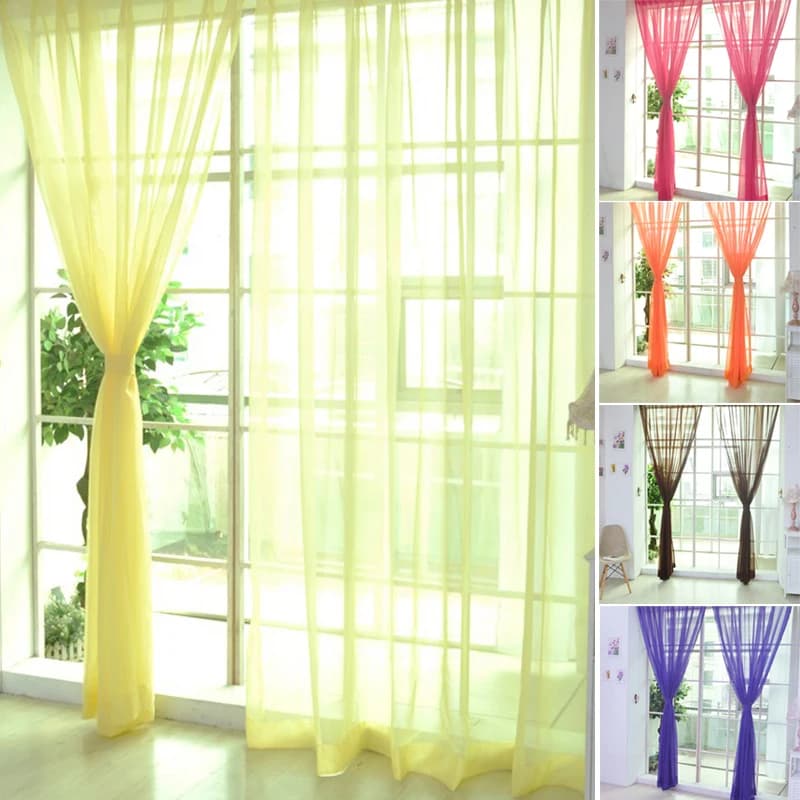 Tents in tulle for kitchen Living room Solid transparent curtains Tulle on windows Curtains Screen for windows Dropshipping