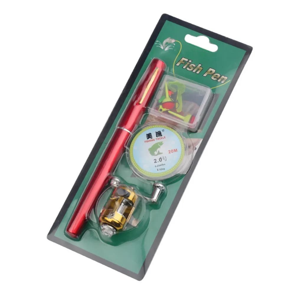 Telescopic Pocket Fishing Rod Pen Shape 1M Mini Fishing Pole Carbon Reel Spinning Folded Fishing Rod Kit Stream