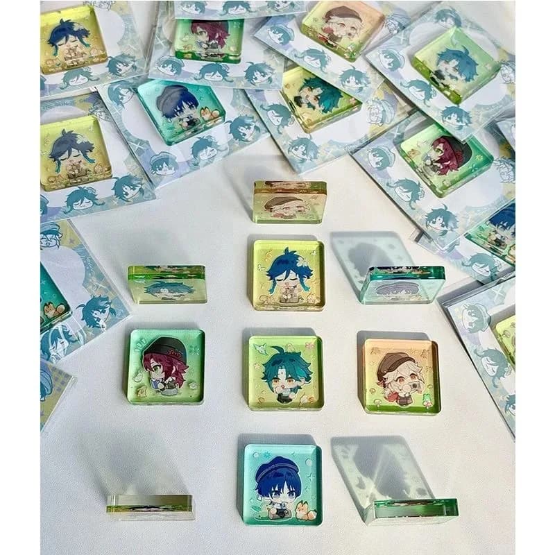 Genshin Impact 5 * 5 cm decorazione da tavolo in stile piastrella mahjong di Mandrill Diez Mille Foglie Wendy Deer