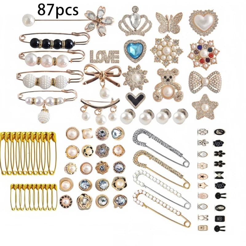 Set da 87 pezzi di accessori per scarpe da ginnastica, clip in pizzo, decorazioni con fibbie, strass, fiori casual, accessori per scarpe alla moda