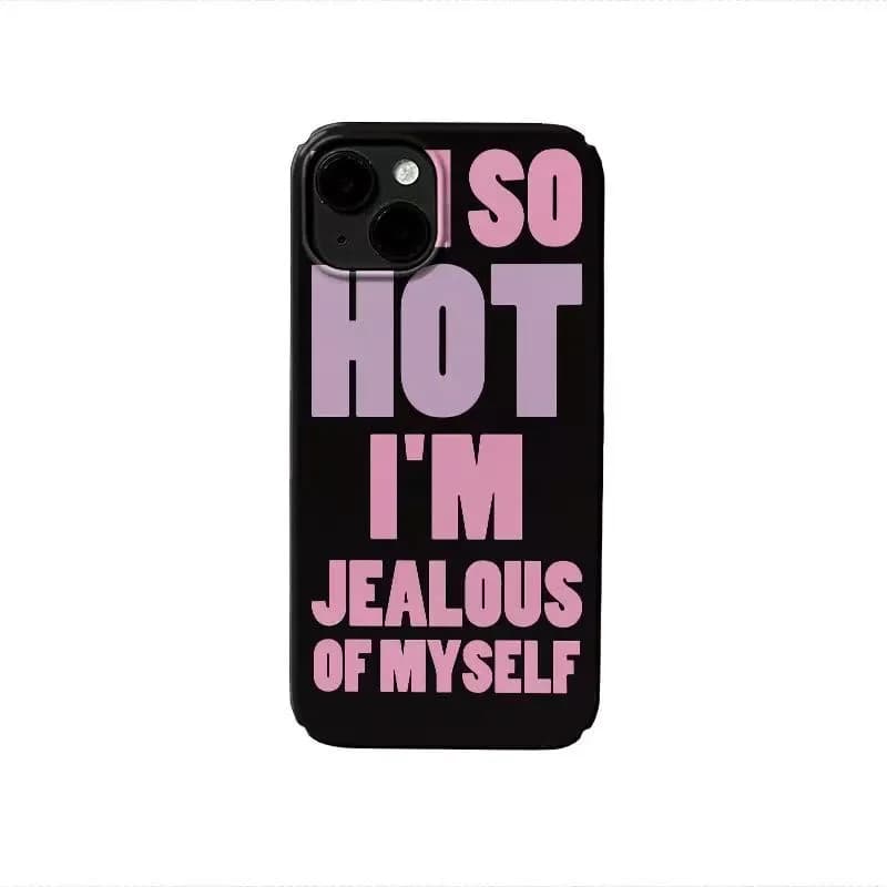 Y2K Funny Self-Love Quote Text "I SO HOT" Phone Case For iPhone 17 Air 16 15 14 13 12 11 Pro Max 16 Pro 15 Plus Anti-Drop Cover