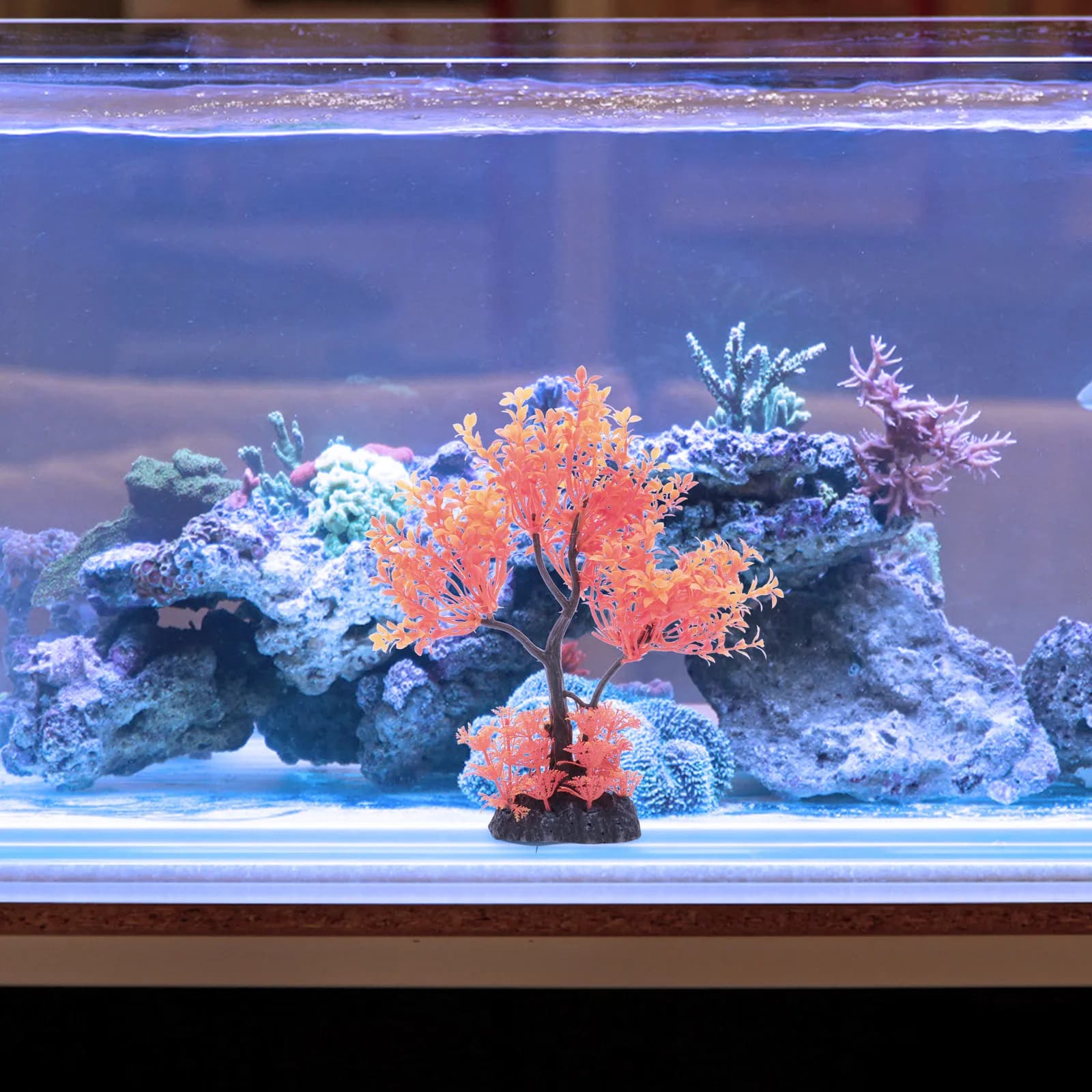 Albero Artificiale in Plastica per Acquario, Grande Pianta Decorativa per Vasca dei Pesci con Base Appesantita, Ornamento Vivace per Paesaggio Acquatico Domestico