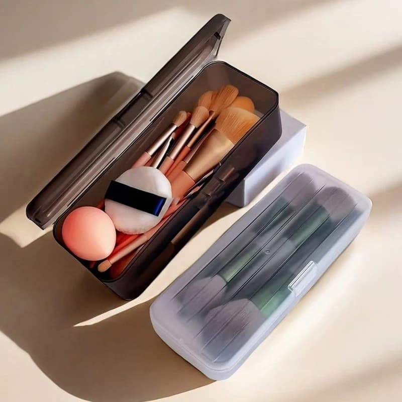 Scatola portaoggetti per cosmetici Portapenne in plastica trasparente Secchio portaoggetti per pennelli per trucco Scatola portaoggetti per cancelleria per studenti
