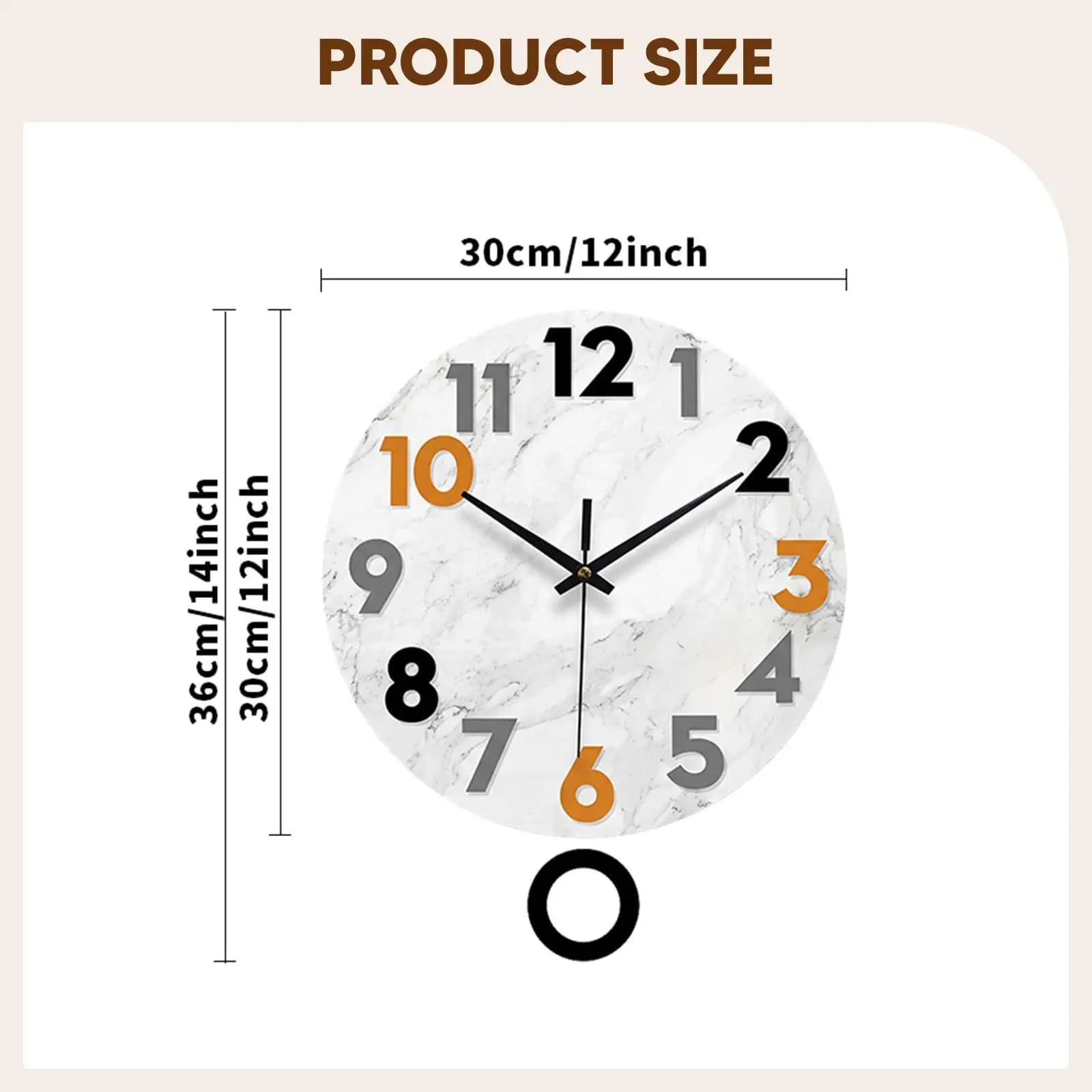 Orologio da parete silenzioso minimalista con pendolo in materiale acrilico per la camera dei bambini, cucina, interni moderni
