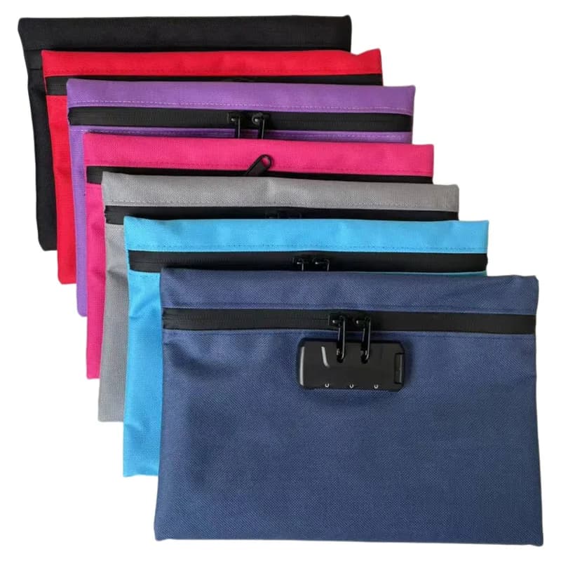 Pochette in tessuto Oxford resistente all'usura con chiusura a combinazione, porta passaporto leggero, porta cellulare, portamonete, portafoglio impermeabile con cerniera
