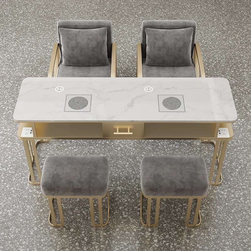 Tavolo per Manicure Premium con Aspiratore di Polvere, Design Moderno, Gambe in Metallo, Tavolo per Unghie Stile Nordico, Lussuoso e Semplice, Arredamento per Salone
