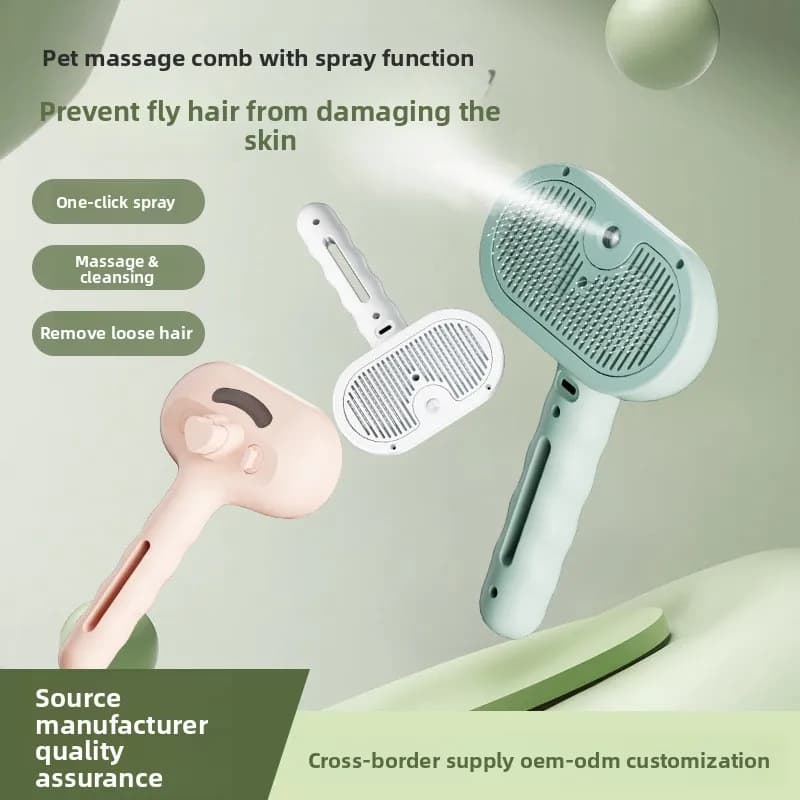 Pet Spray Grooming Brush with Mist Function Anti-Shedding Massage Comb for Cats Dogs Hair Removal Tool, Home Pet Care Tools