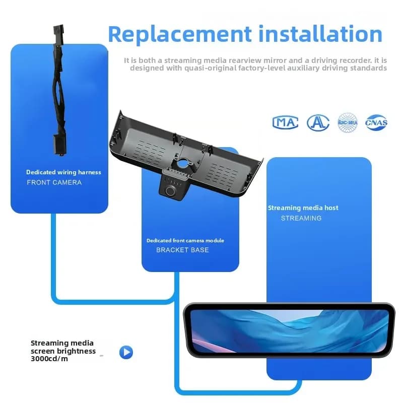 For BAW 212 T01 Streaming Rearview Mirror Dash Cam Digital Signal HD Interior Car Accessories
