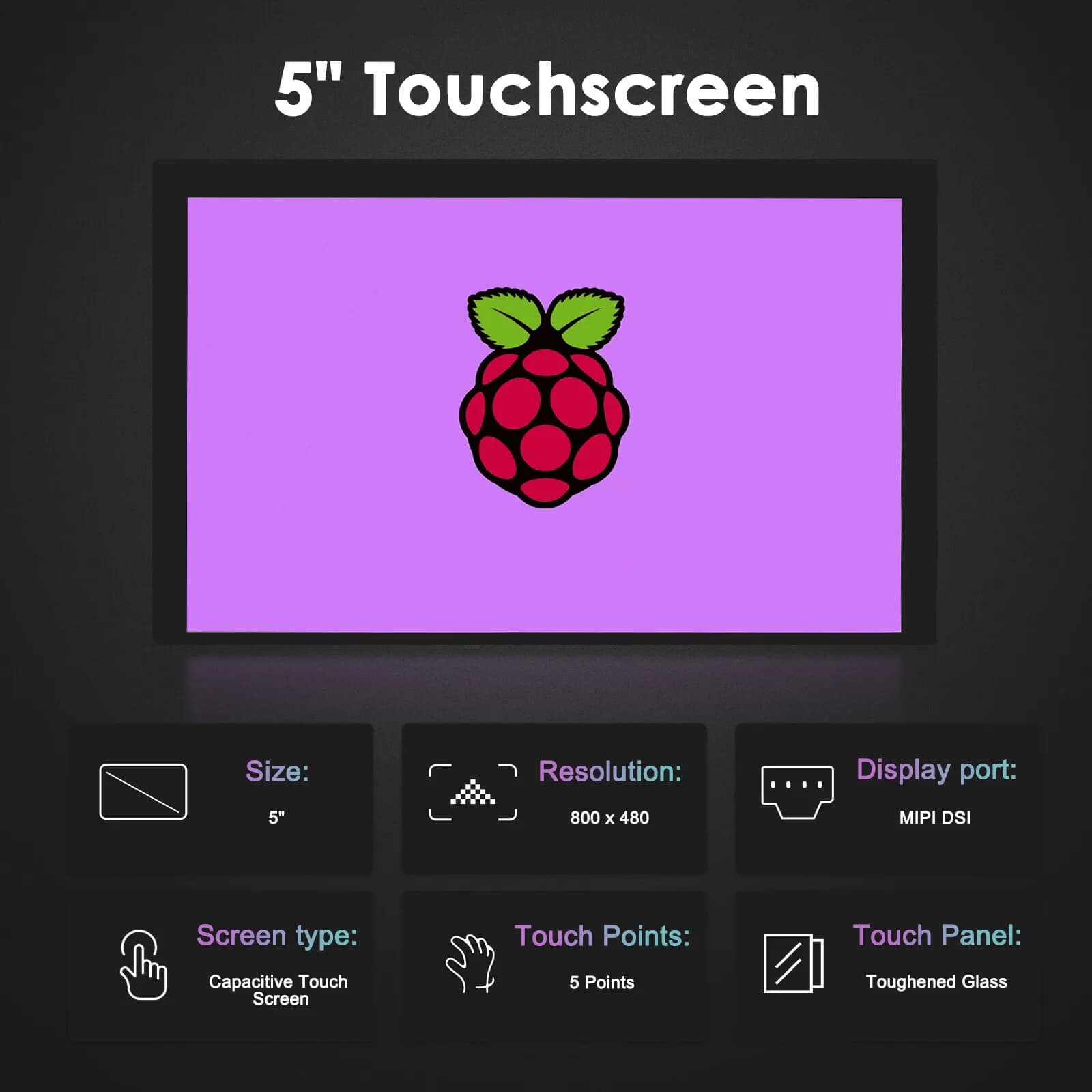 EYOYO 5" Monitor touchscreen Raspberry Pi 800×400 Touch screen IPS Piccolo mini monitor