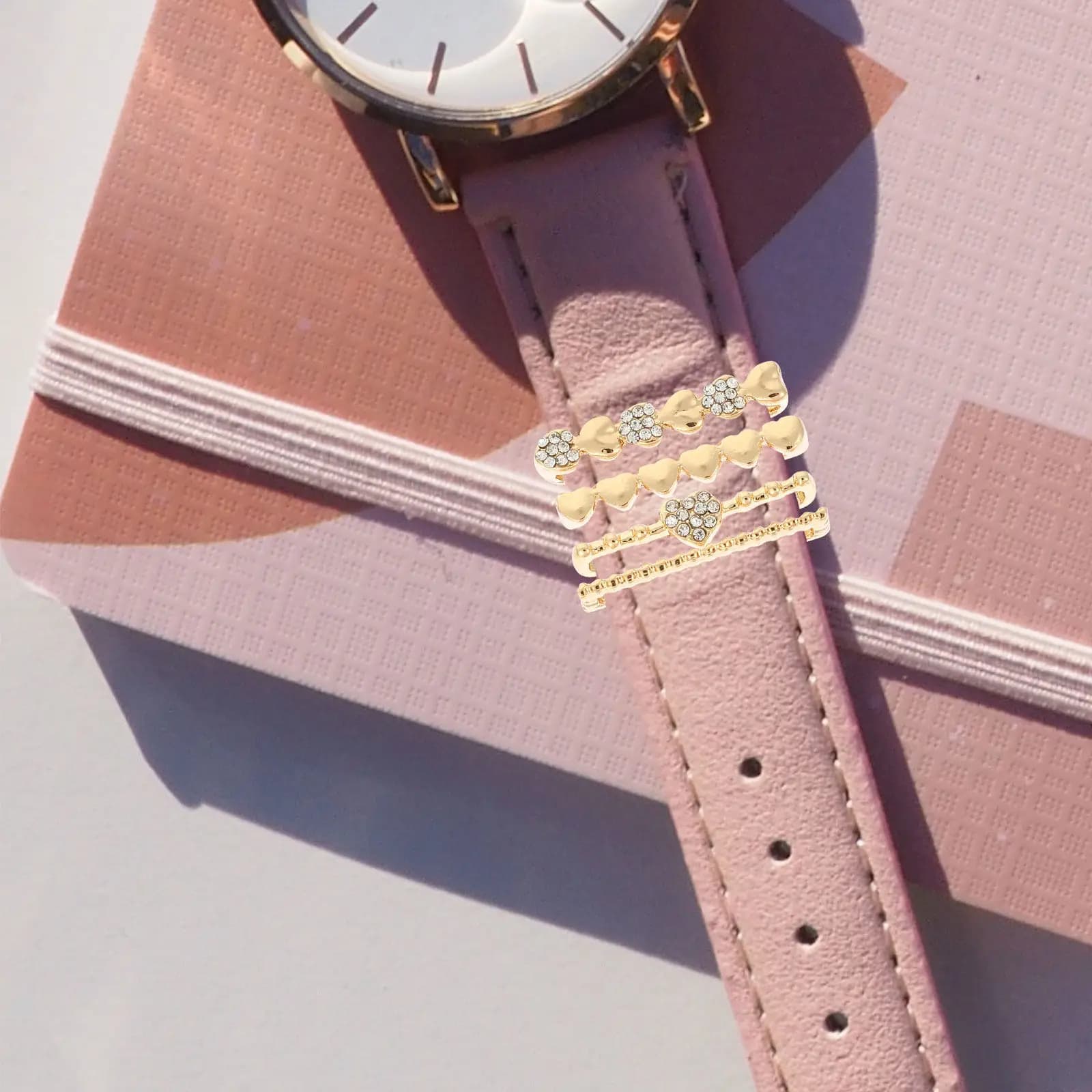 4 pieces of watch strap pendants, elegant colored zinc alloy rings compatible with the watch strap Apple Watch