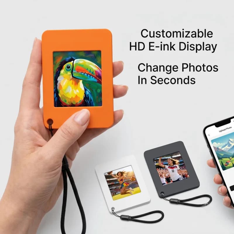 Smart E-Ink Keychain with NFC - Wireless Electronic Paper Display Tag for Bag, Customizable Digital Photo Frame & Unique Tech Gi