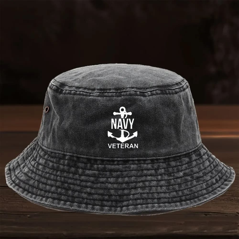 1pc Vintage Washed Fisherman Hat, Foldable Dad Hat, Lightweight and Breathable, with Boat Anchor Print, Unisex Trendy Accessory,