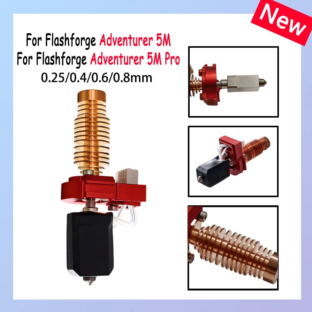 Ultimo kit Hotend aggiornato per Flashforge Adventurer 5M/5M Pro Hotend AD5M Kit ugelli Blocco riscaldante in ceramica e ugello in acciaio duro