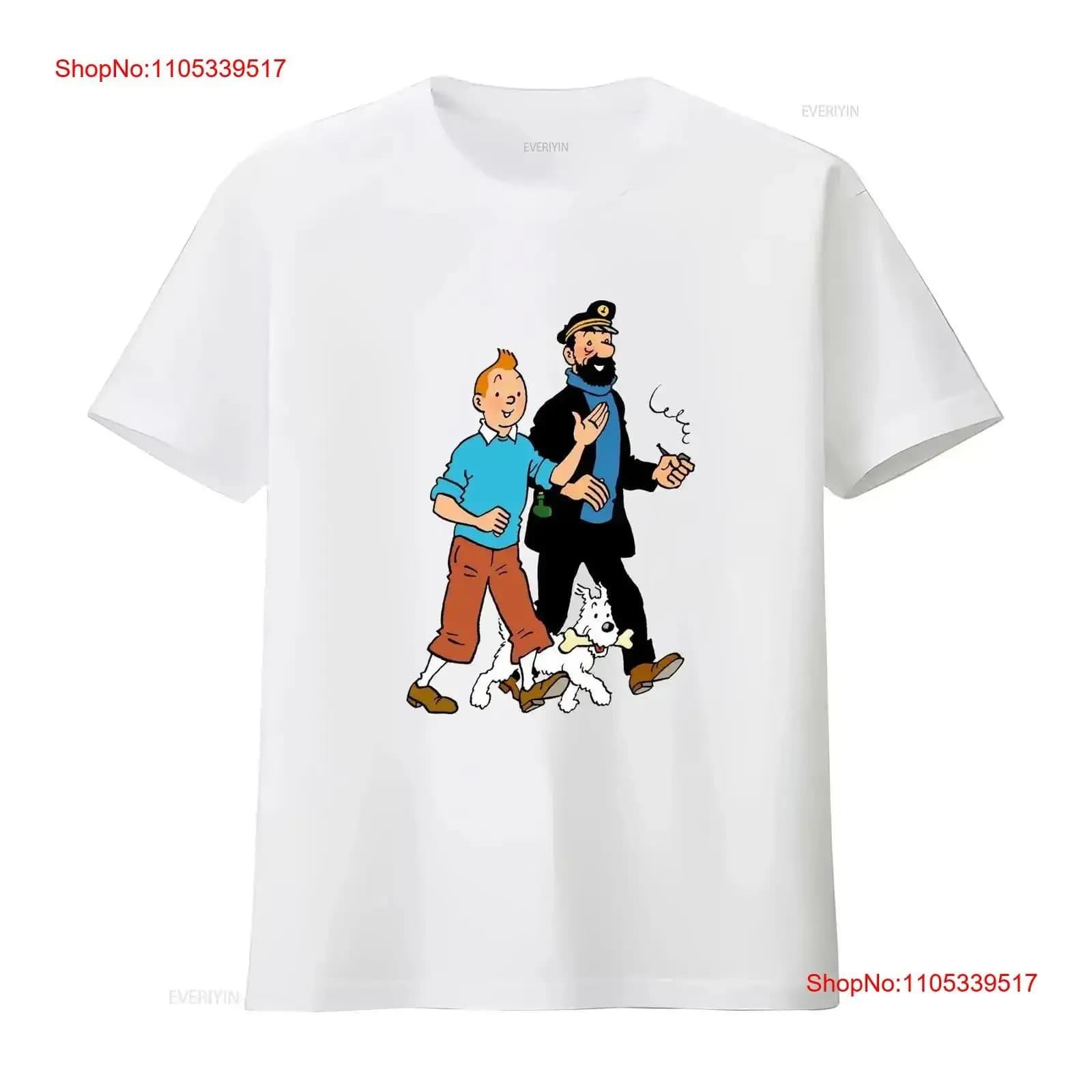 Maglietta Walking With Captain Haddock Comics a maniche lunghe vintage, effetto lavato, morbida, alla moda, traspirante, grafica, elegante, vintage, effetto lavato