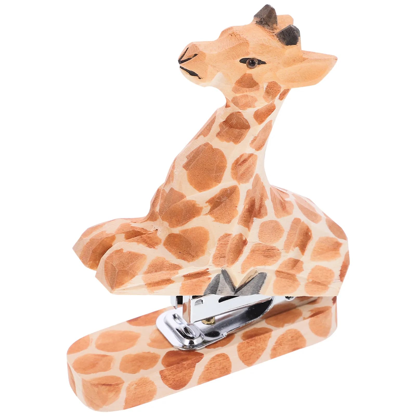 Cucitrice in legno a forma di animale, portatile, piccola, riutilizzabile, per ufficio, decorazione da scrivania, simpatico strumento per cucitura fatto a mano, decorazione animale