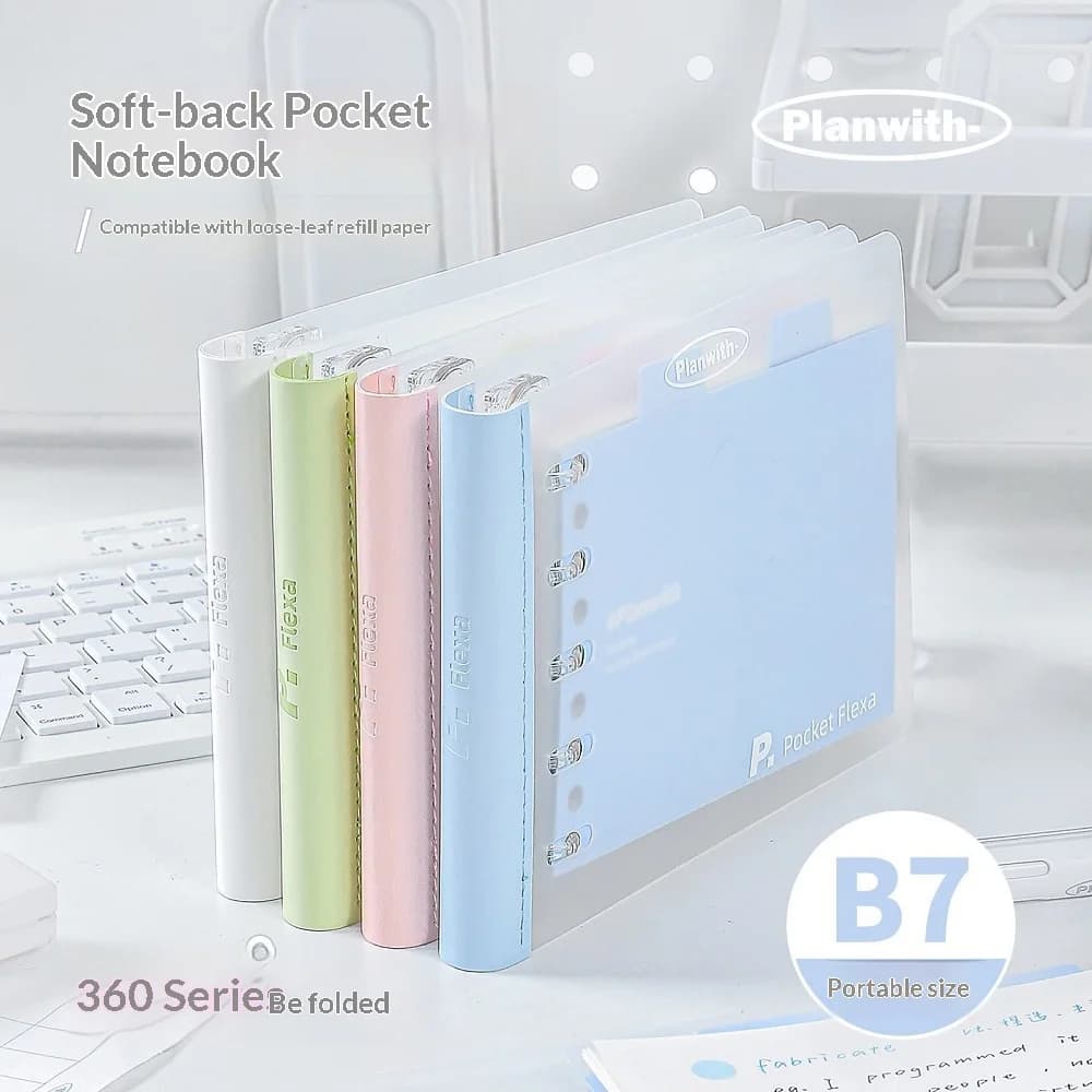 Planwith B7 Taccuino tascabile con copertina morbida, pagine interne sostituibili, agenda giornaliera portatile per studenti, mini blocco note